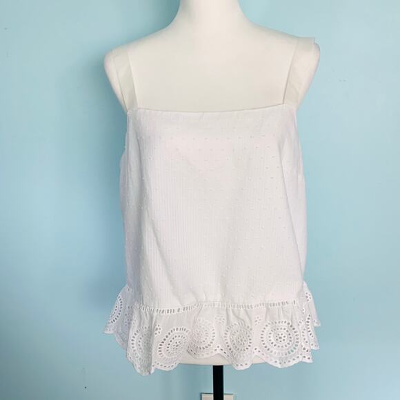 NWT J. Crew Factory White Eyelet Top - Size 14 - Picture 1 of 6